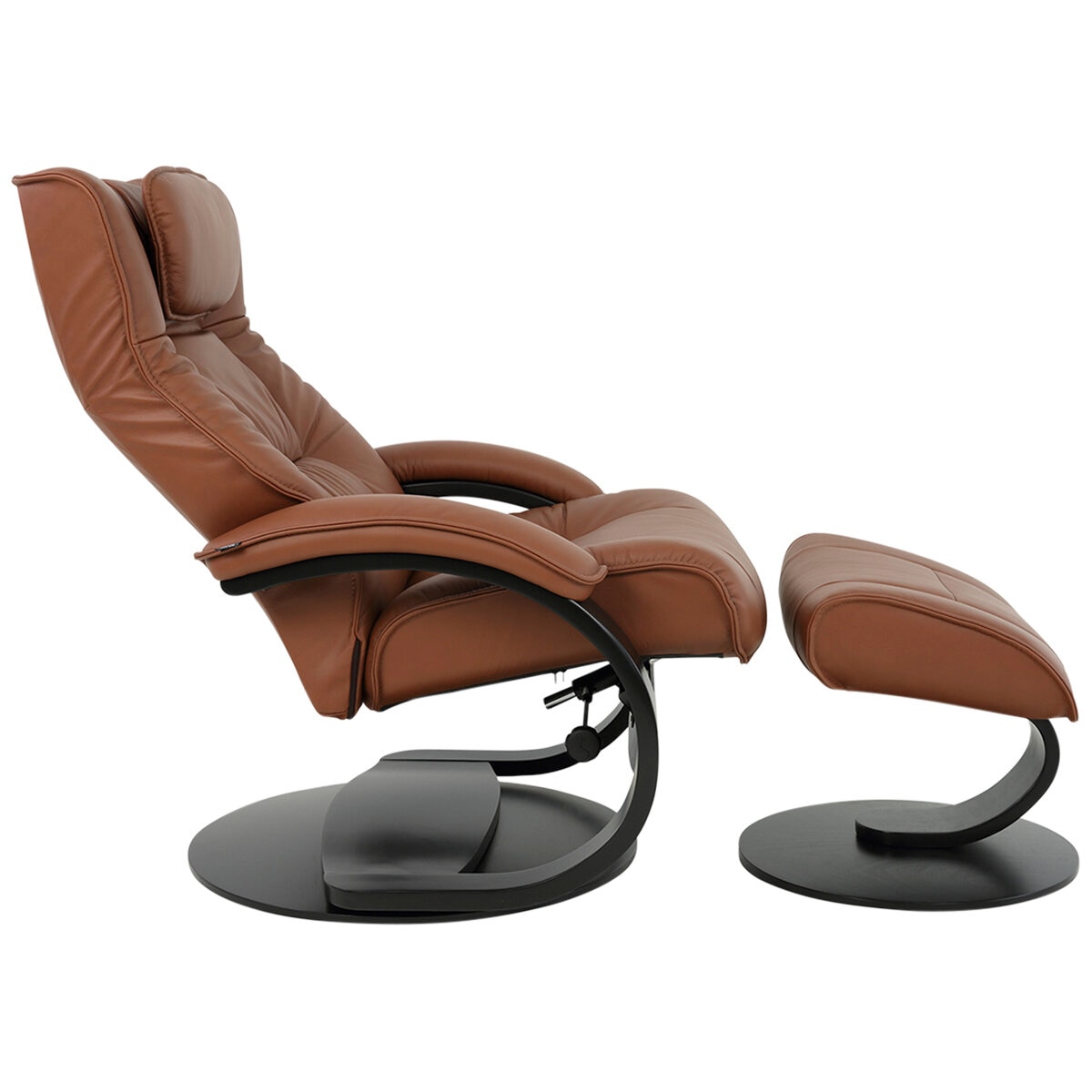 Moran Fjords Regent C-Base Large Chair and Ottoman Tiger Eye