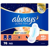 Always Ultrathin Overnight Pads 76 Count
