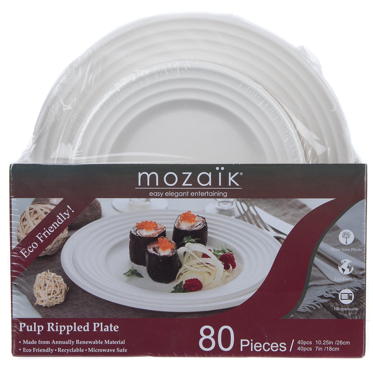 Mozaik Round Rippled Plates 80 Count Mozaik Round Rippled Plates 80 Count