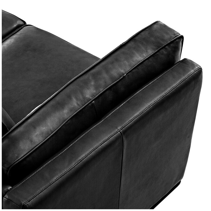 Valencia Artisan Top Grain Leather L-Shape Corner Sectional Lounge Black Color
