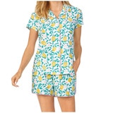 Jane & Bleecker Notch Collar Shorty PJ Set - Lemon