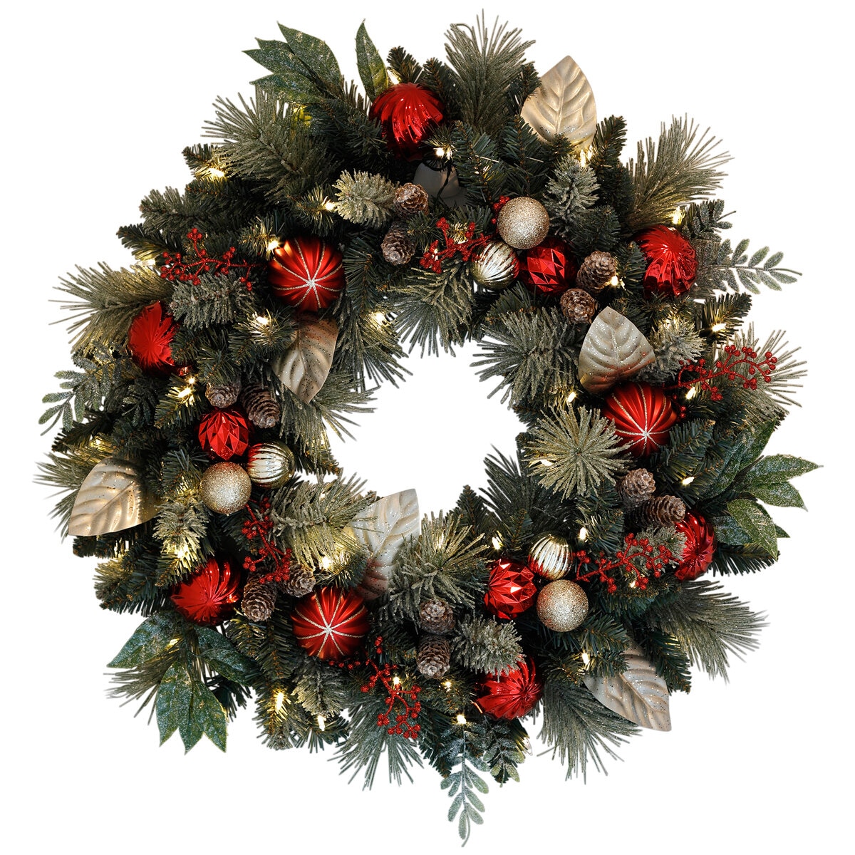 CG Hunter 30 inch Wreath with 50 LED lights Red and Gold