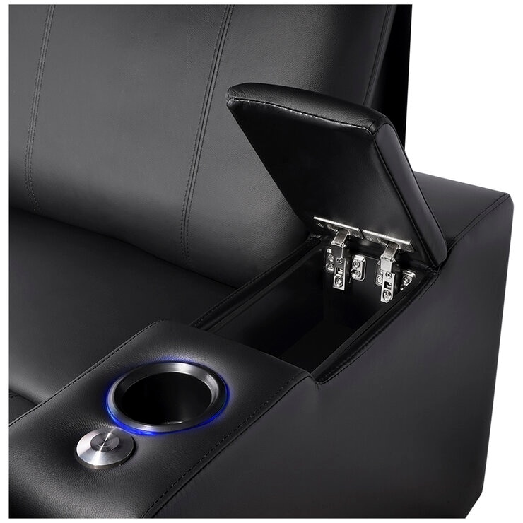 Valencia Piacenza Home Theater Seating Row of 4 Seats, Black