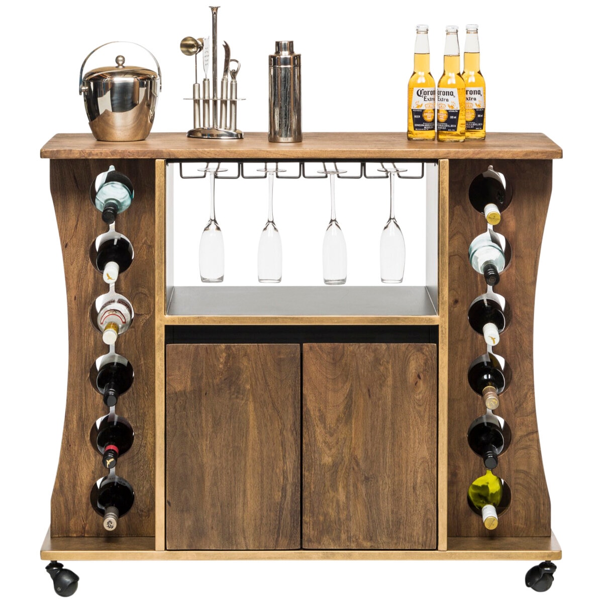 Wine Stash Contemporary Timber Bar Cart