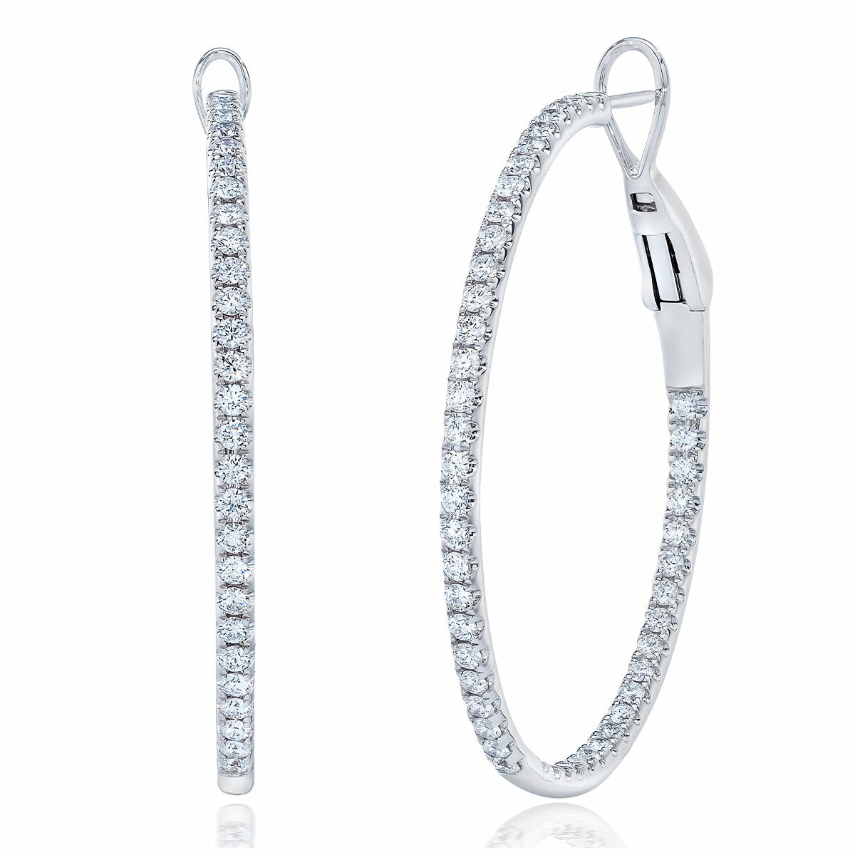 18KT White Gold VS2 I 1.60ctw Diamond Hoop Earrings 18KT White Gold VS2 I 1.60ctw Diamond Hoop Earrings