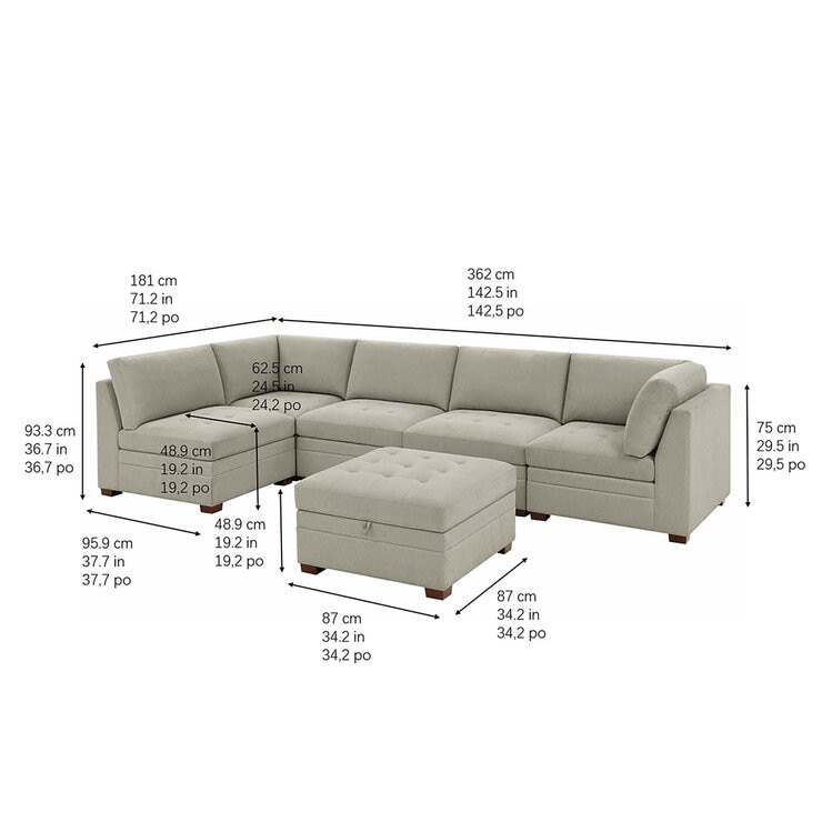 Thomasville 6 Piece Modular Fabric Sectional Thomasville 6 Piece Modular Fabric Sectional