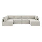 Thomasville 6PC Fabric Modular Sectional with Ottoman Light Grey