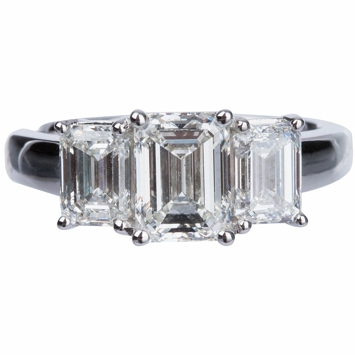 Platinum 3.00ctw Diamond Emerald Cut 3 Stone Ring