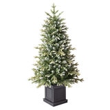 Pre-Lit Glitter Frosted Artificial Potted Christmas Tree 1.37m