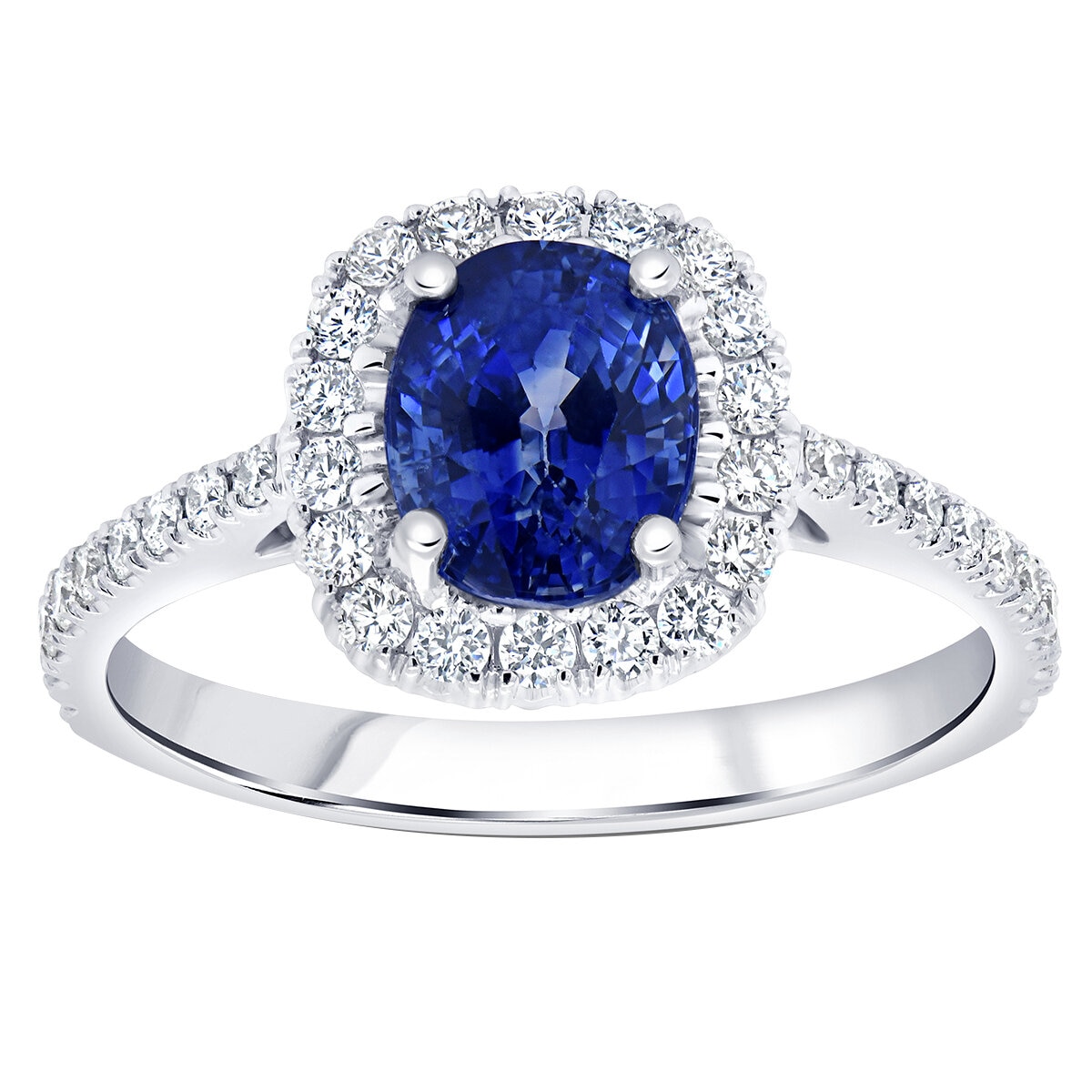 18KT White Gold 0.41ctw Diamond Halo Sapphire Ring