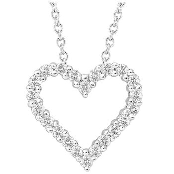 18KT White Gold 0.70ctw Diamond Heart Pendant Chain