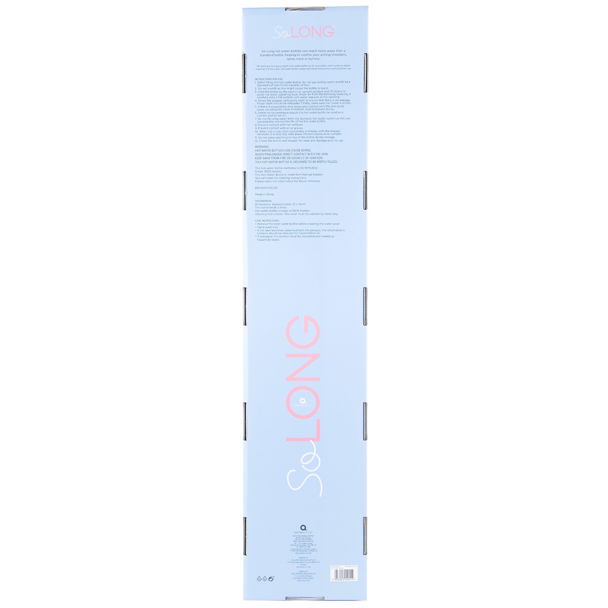 Upper Canada UKSo Long Hot Water Bottle 2L Baby Blue