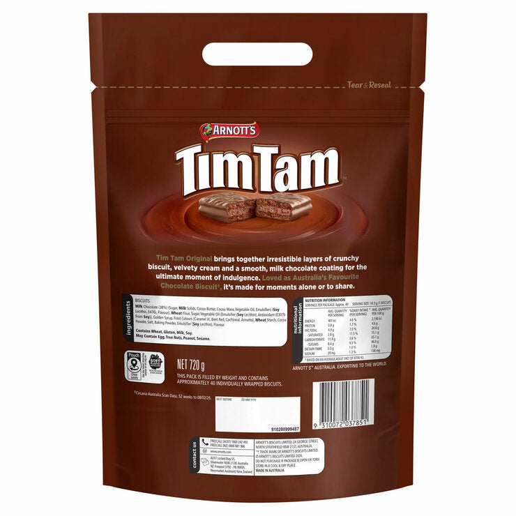 Arnott's Tim Tam Original Gift Pouch 720g Arnott's Tim Tam Original Gift Pouch 720g
