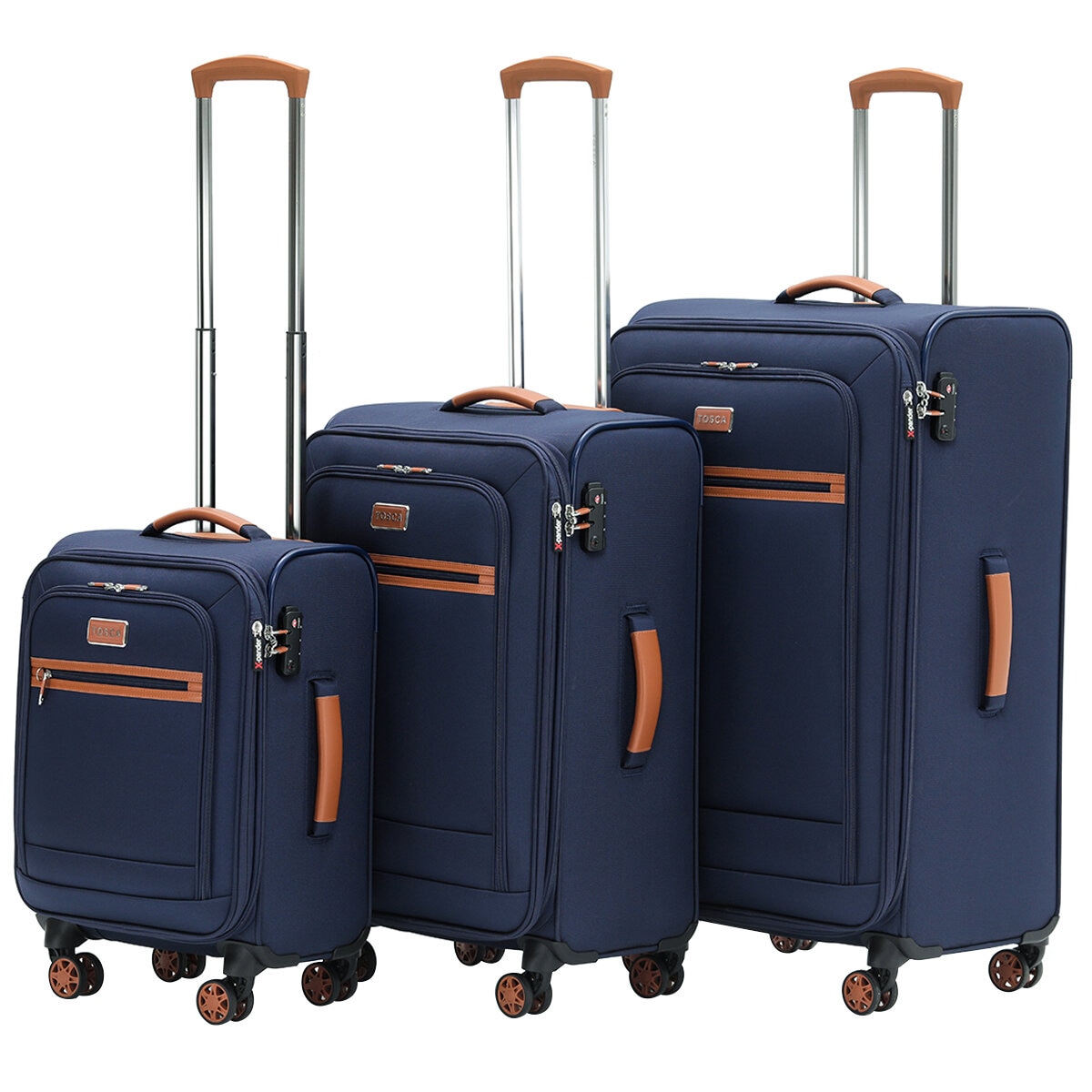 Tosca Park Avenue 3 Piece Luggage Set Navy Tan Tosca Park Avenue 3 Piece Luggage Set Navy Tan