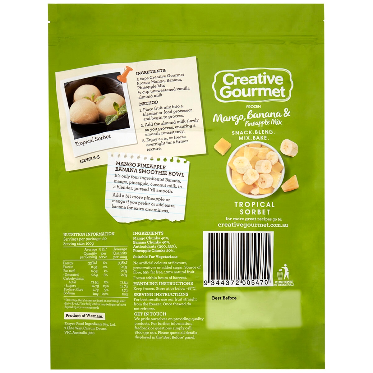 Creative Gourmet Mango Banana Pineapple Mix 2kg