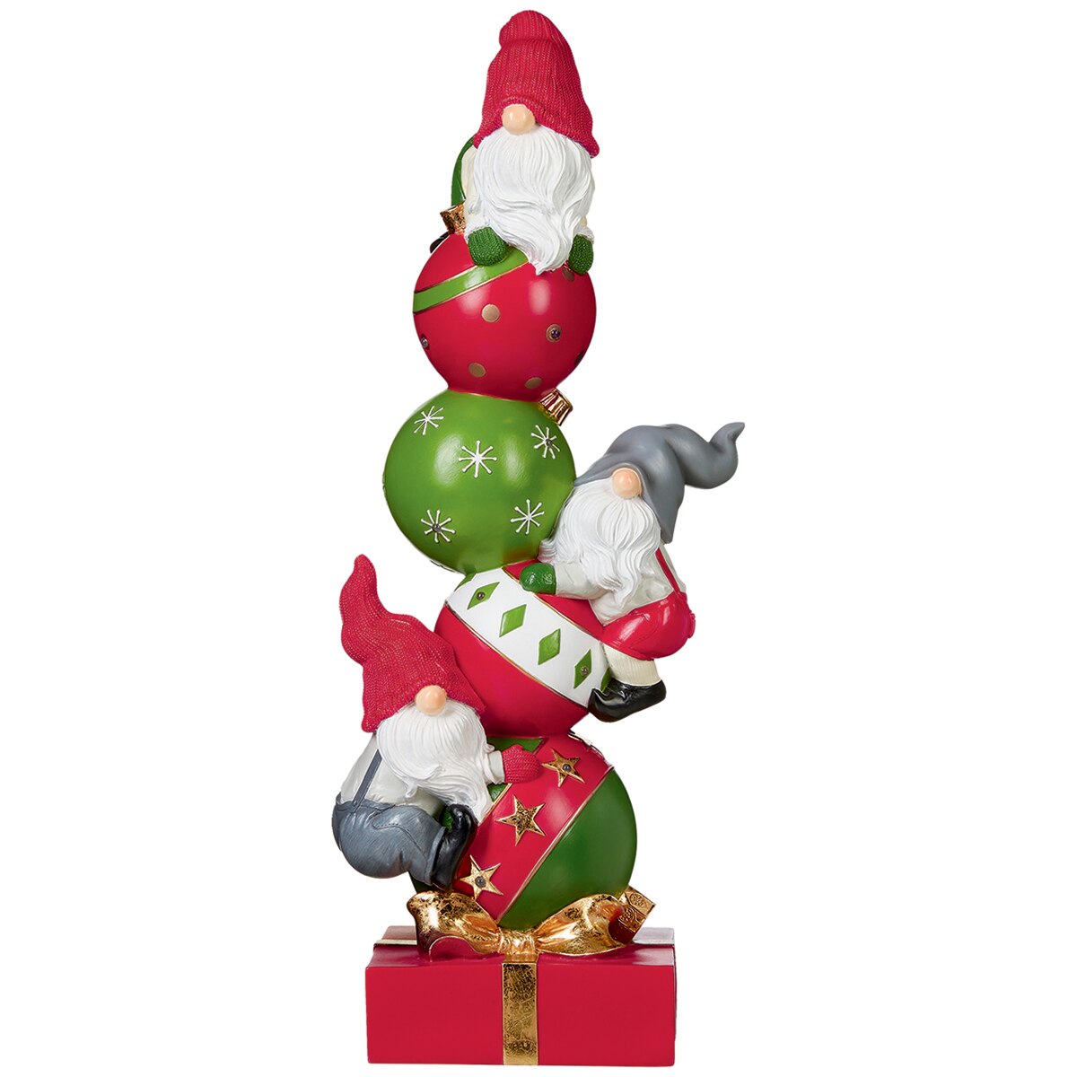 Whimsical Stacked Gnomes Christmas Decoration 51cm Cost...