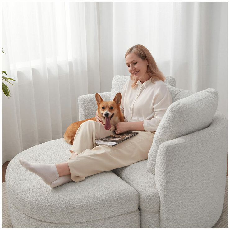 Aiden & Ivy Fabric Accent Chair With Storage Ottoman