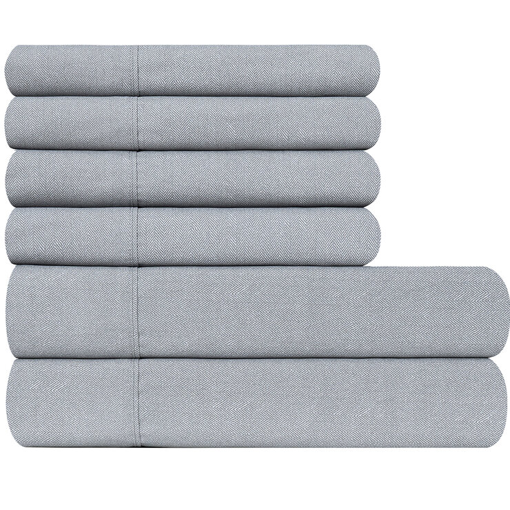 South Point Home Fashions Poly Flannel Sheet Set 6 Piece Queen Textured Chevron