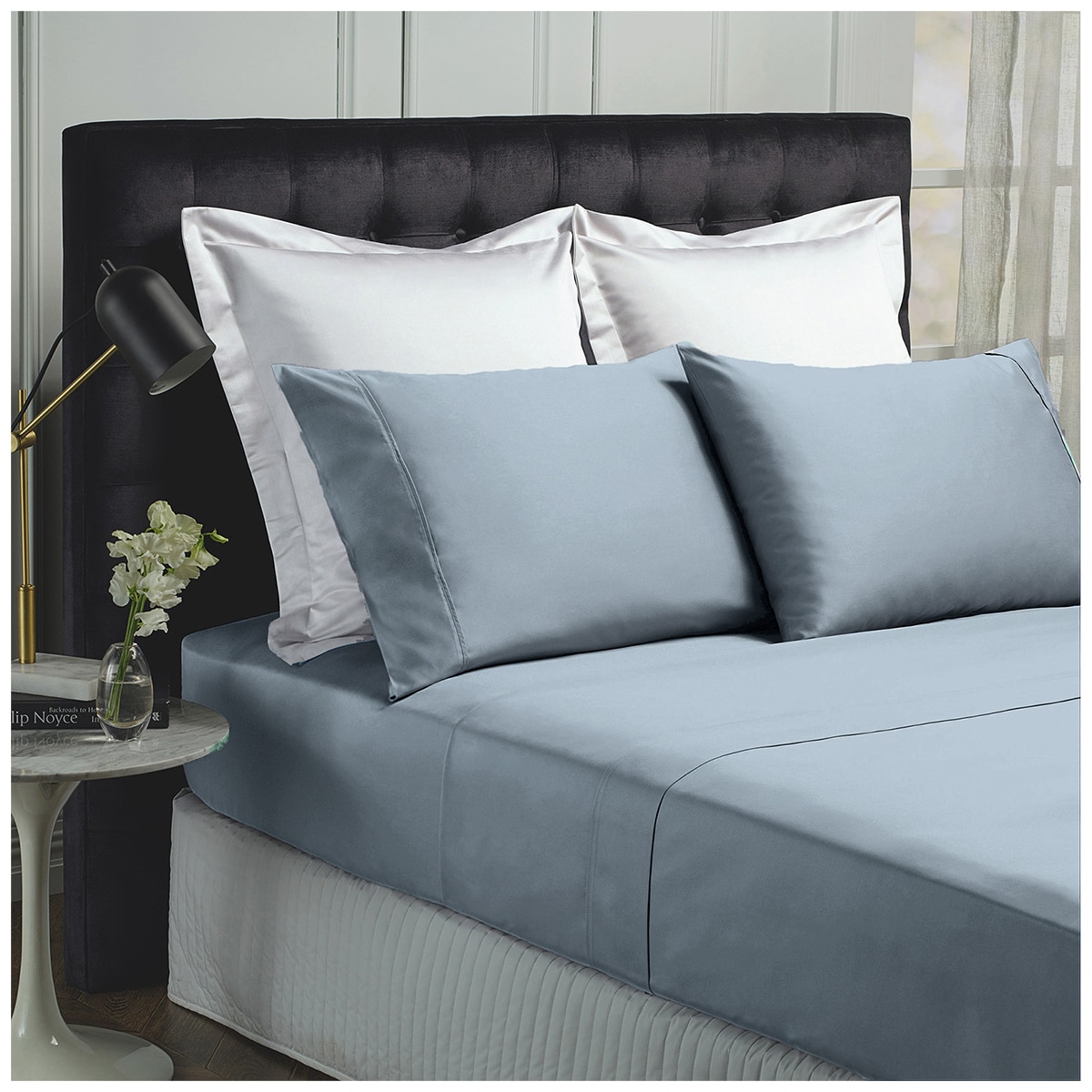 Bdirect Royal Comfort Balmain 1000TC Bamboo Cotton Sheet Set - King - Blue Fog