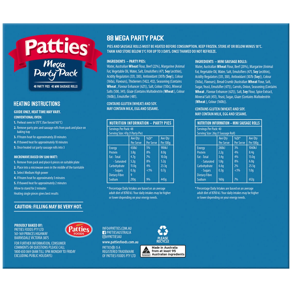 Patties Mega Party Pack 3.28kg, 88 Piece