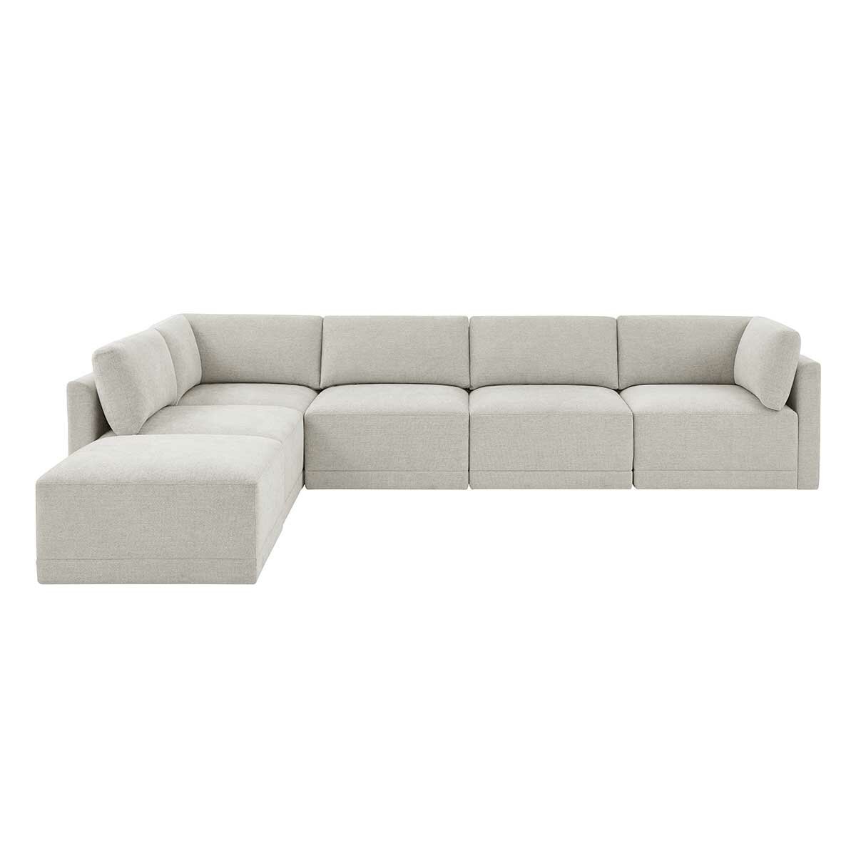 Thomasville 6PC Fabric Modular Sectional with Ottoman Light Grey