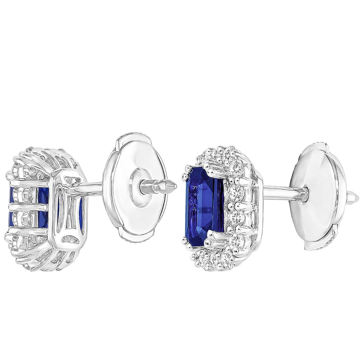 18KT WG 0.40CTW Diamond Sapphire Centre Earrings