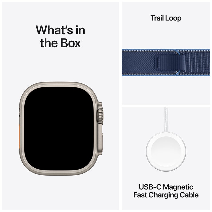 Apple Watch Ultra 3 GPS + Cellular 49-mm Natural Titanium Case with Blue Trail Loop ML