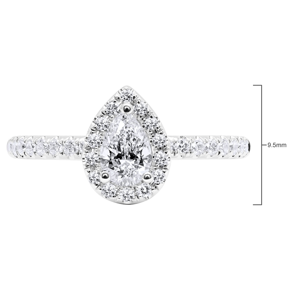 18KT White Gold 0.73ctw Diamond Pear Centre Halo Ring