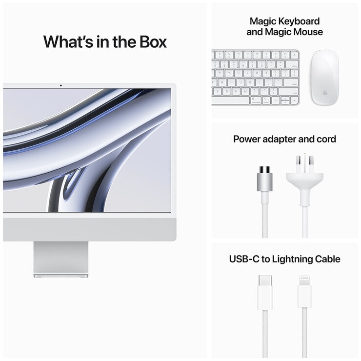 iMac 24 Inch with Retina 4.5K Display, M3 Chip 8-Core GPU 256GB Silver