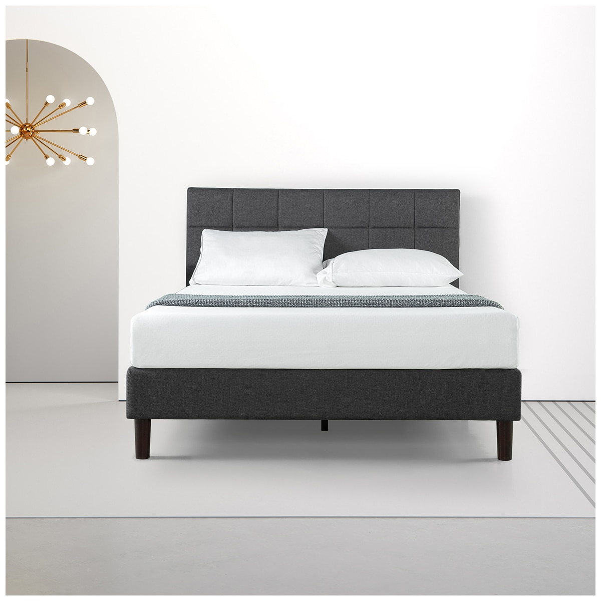 Blackstone Square Platform Bed Grey Queen (Zinus)