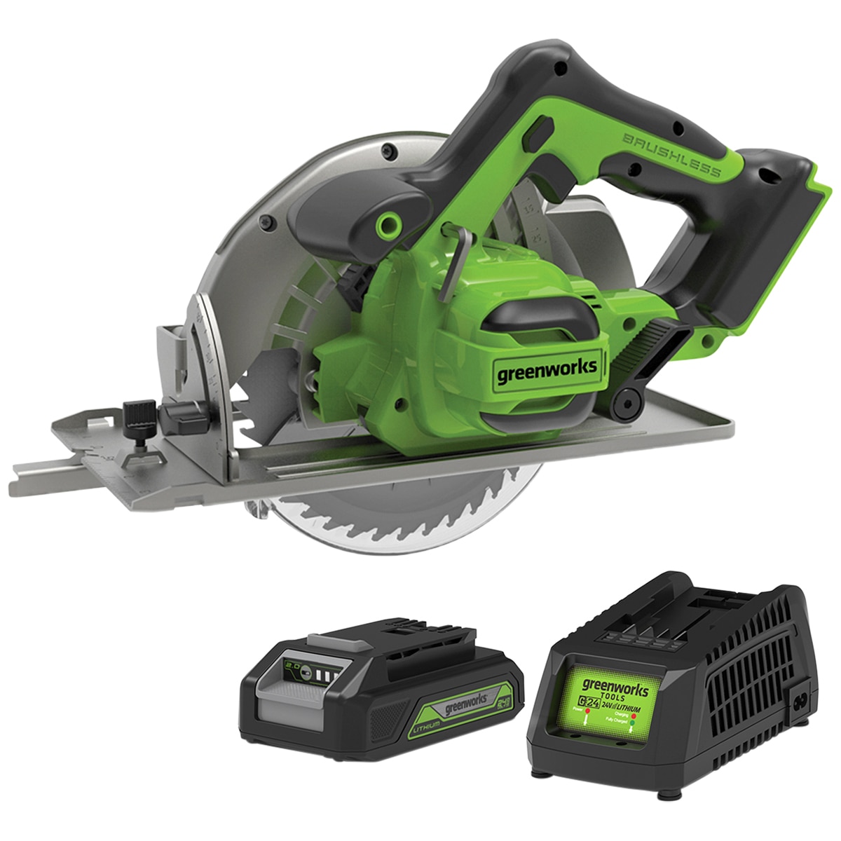 Greenworks 24V Brushless Circular Saw Kit With 2Ah Batter