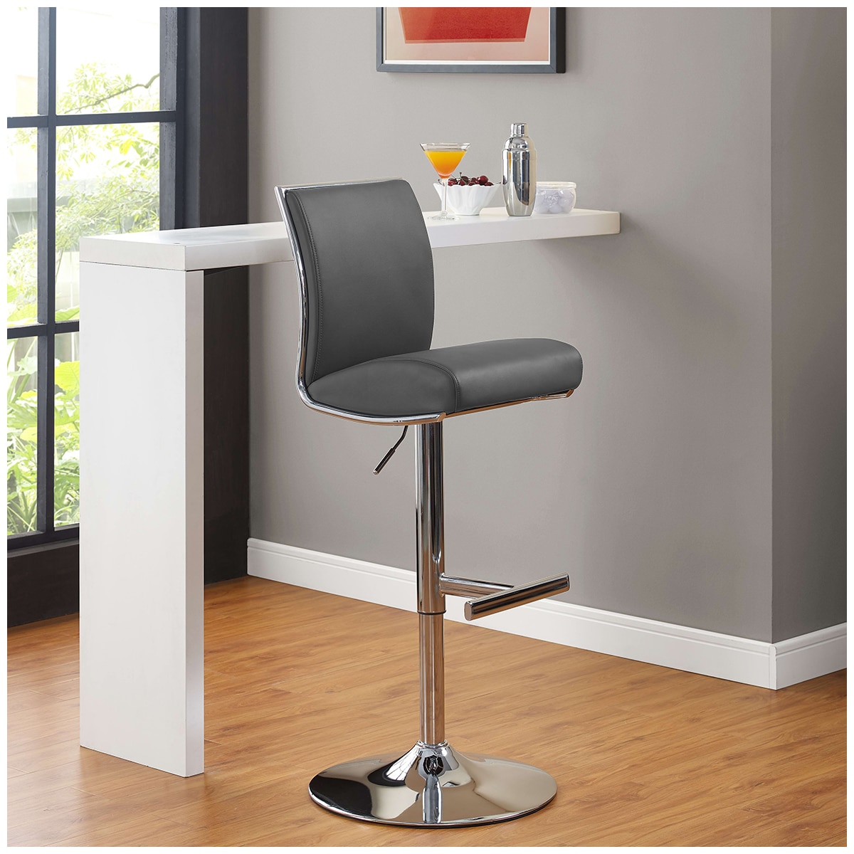 Whalen Gas Lift Barstool 8 regent Grey Leather