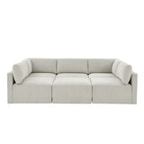 Thomasville 6PC Fabric Modular Sectional with Ottoman Light Grey