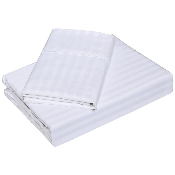 Royal Comfort Blended Bamboo Stripe Sheet Set Queen White Costco