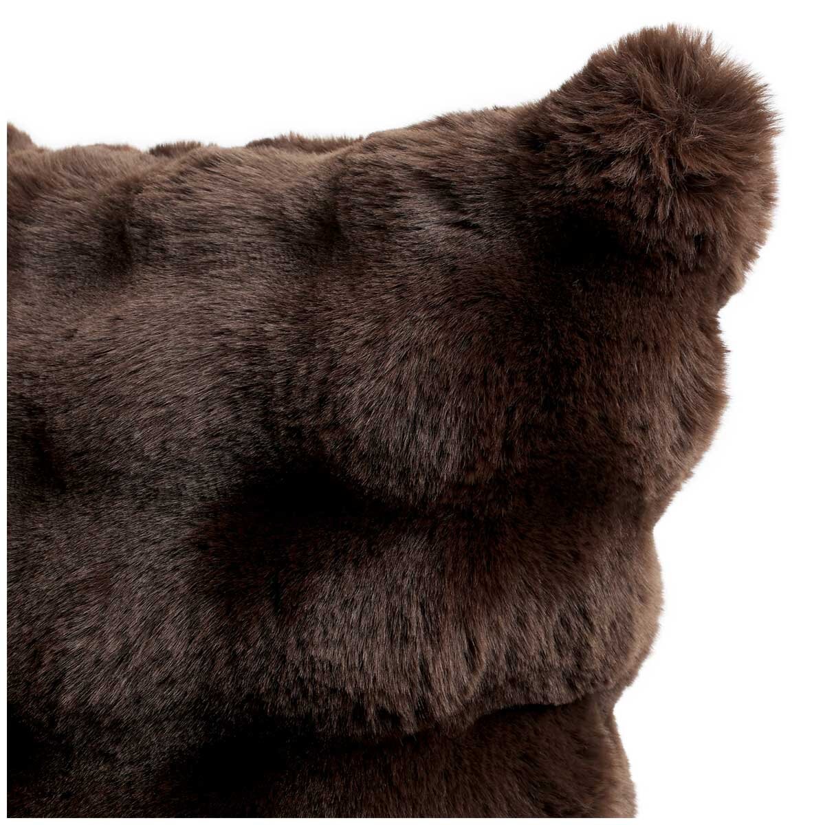 House & Home Luxe Faux Fur Cushion 55cm x 55cm Dark Brown