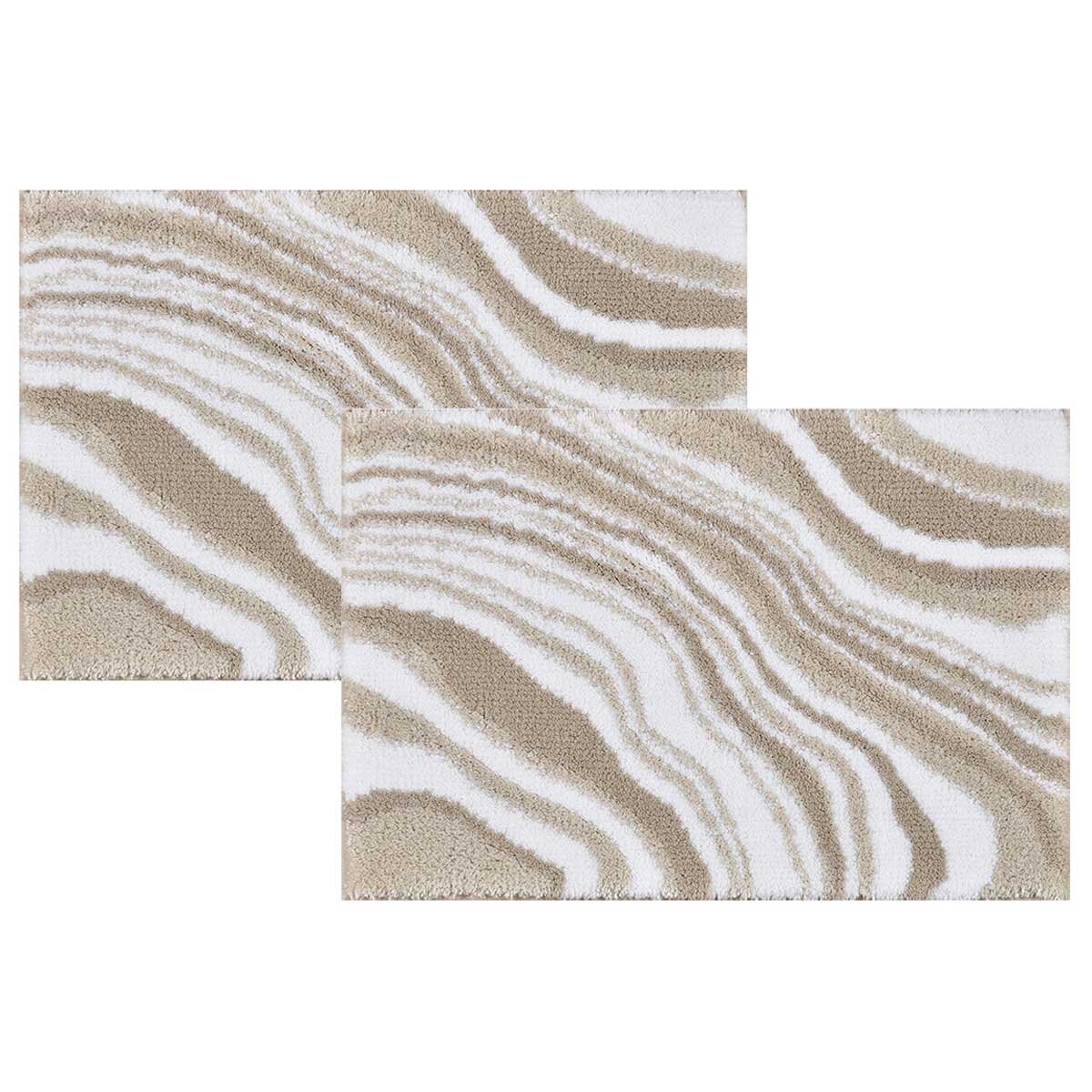 Riviera Marble Print Bathmat 40 x 60cm 2 Pack Taupe