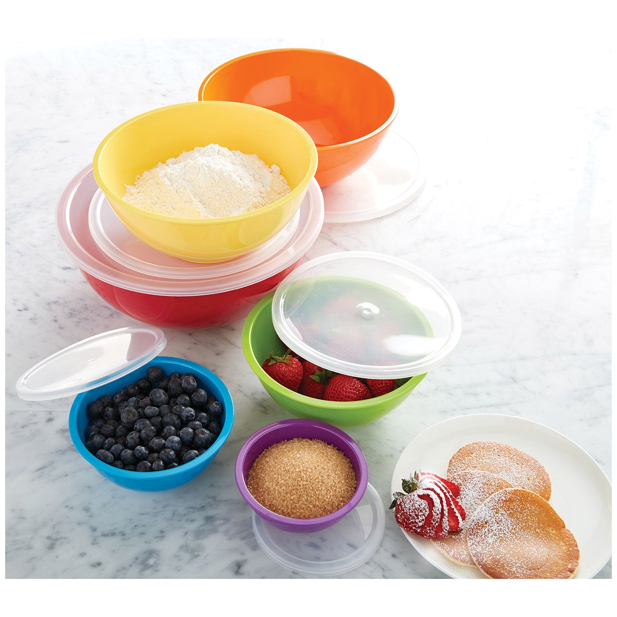 Sabatier Melamine Mixing Bowls with Lids 6 Piece Set