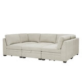 Thomasville 6 Piece Fabric Modular Sectional with Storage Ottoman/