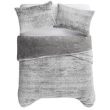 Frye Carved Comforter Set 3 Piece King Grey