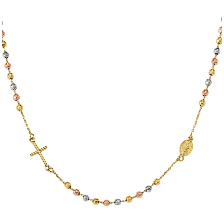 14KT Three Tone Gold Rosary Necklace Costco Australia