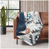 Bearpaw Reversible Plush Throw 127cm x 177cm Cascade Blue