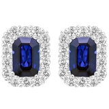 18KT WG 0.40CTW Diamond Sapphire Centre Earrings