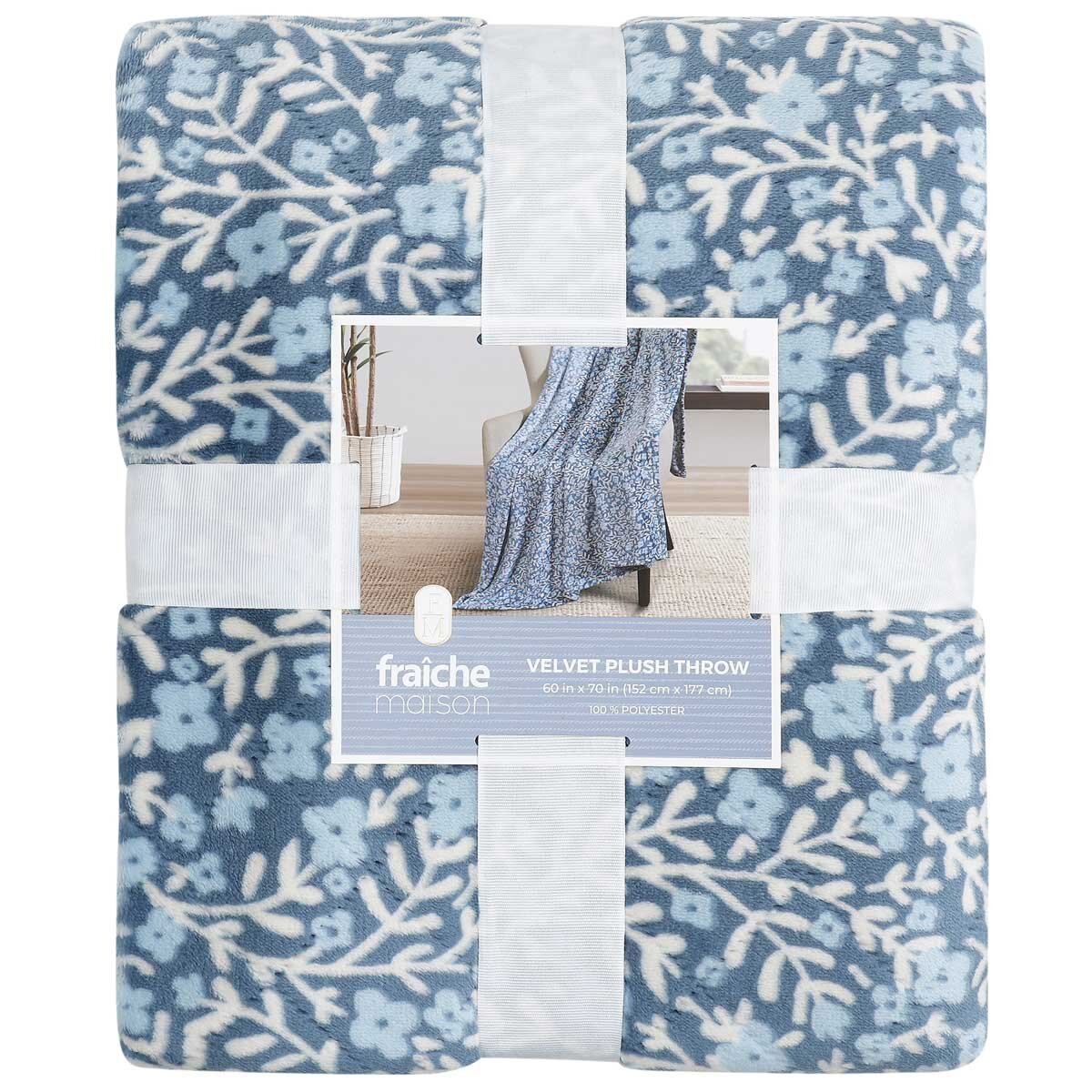 Fraiche Maison Velvet Plush Throw 152cm x 177cm Ditsy