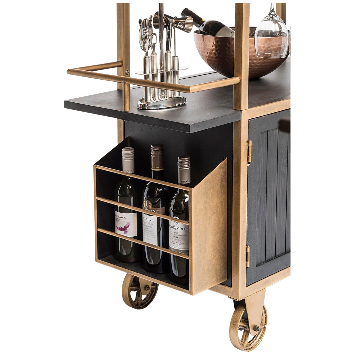 Wine Stash Industrial French Bar Cart