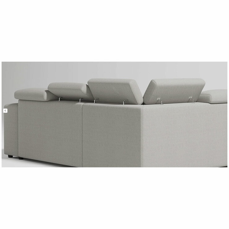 Valencia Finn Fabric Sectional Lounge Bed Right Storage Ottoman Light Grey