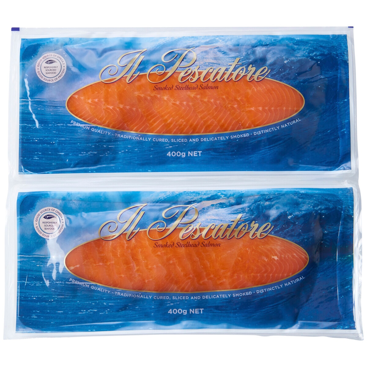 Il Pescatore Smoked Steelhead Salmon 2 x 400 gram