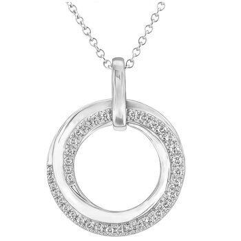 18KT White Gold 0.25ctw Round Diamond Circle Pendant