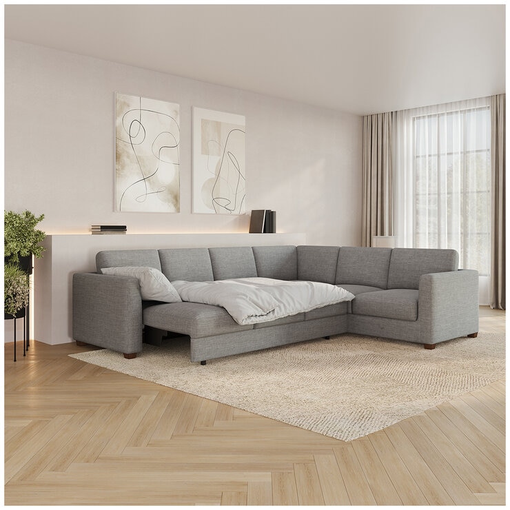Thomasville 3 Piece Fabric Convertible Sectional With Storage Seat