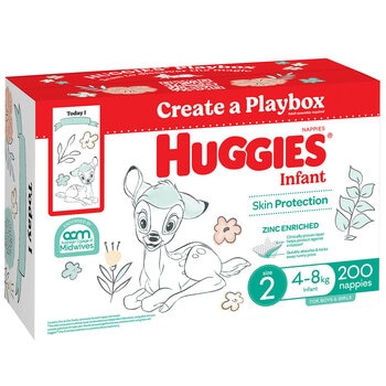 Huggies Unisex Ultimate Nappies Size 2 Infant (4-8 kg) 200 Nappies