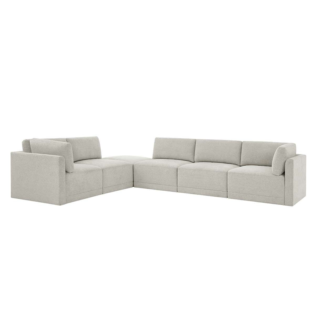 Thomasville 6PC Fabric Modular Sectional with Ottoman Light Grey